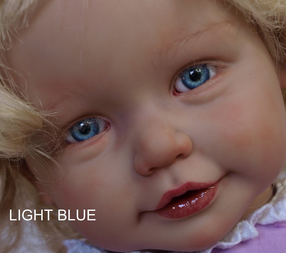 Yeux  poupée ancienne bleu   16mm  Blue   mouth blown eyes for antique doll 